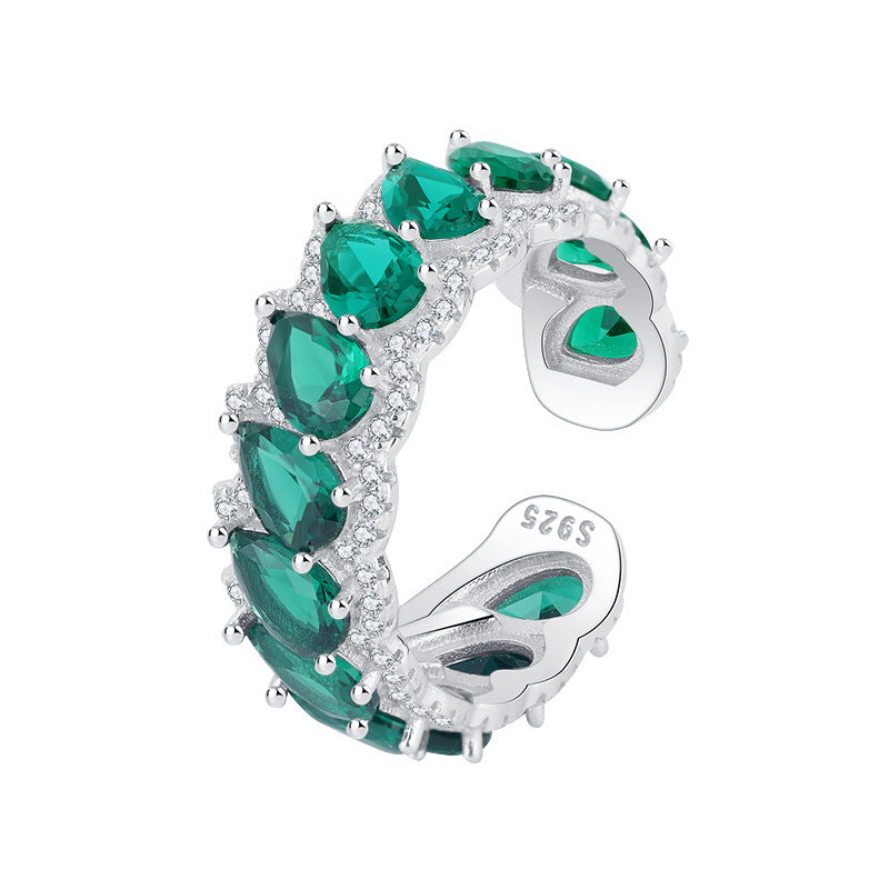 S925 silver Grön Dropsten ring