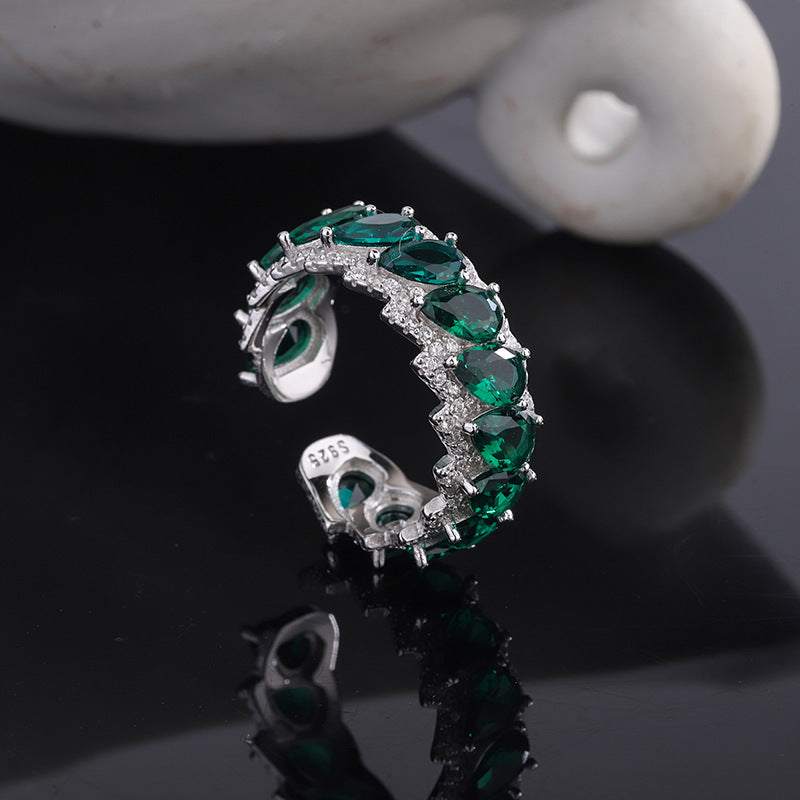 S925 silver Grön Dropsten ring