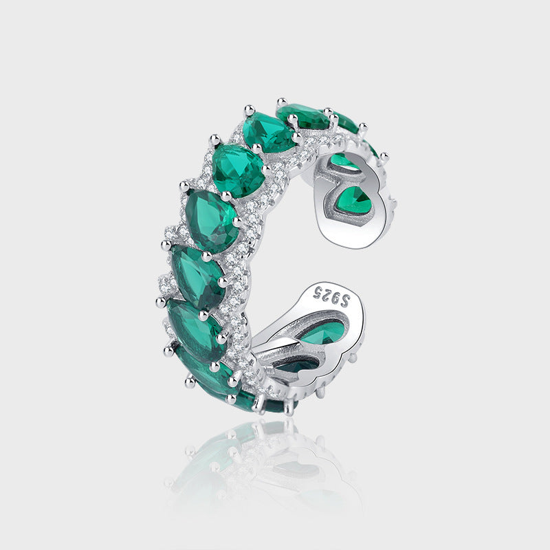S925 silver Grön Dropsten ring
